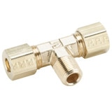 Tube to Pipe - Branch Tee - Brass Compression Fittings